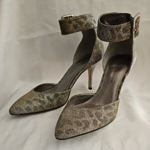 Audrey Brooke Gold Ankle Strap Heels